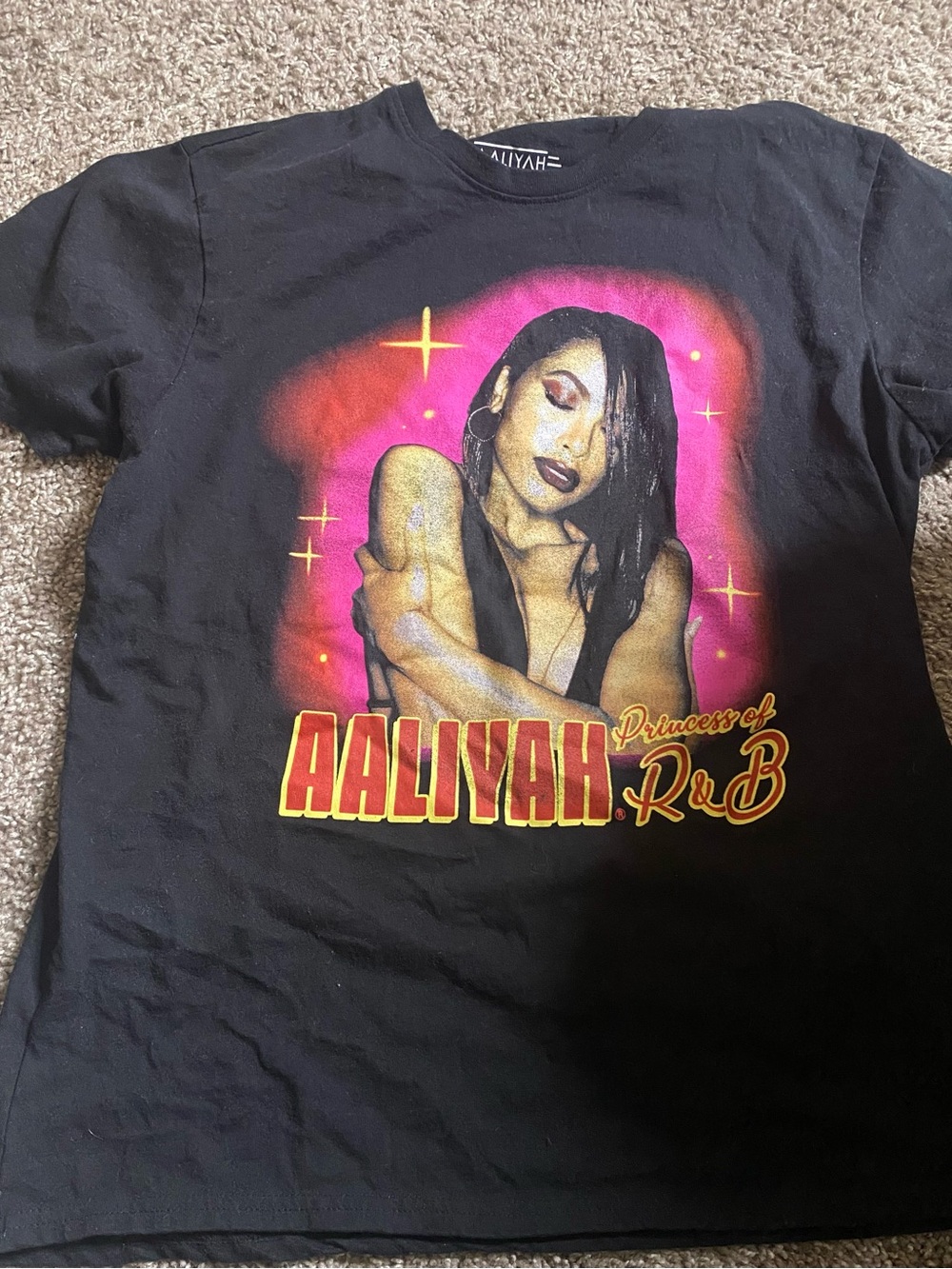 Black Graphic women Tee - Pink & Gold Accent